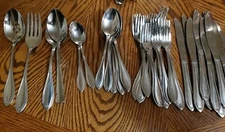 43 PCs TEMPLE by Oneida Stainless Flatware Spoon Teaspoon Salad Fork Knife (S2)
