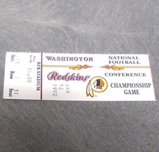 1991-92 NFC CHAMPIONSHIP TICKET JAN 12 NFL FOOTBALL VERY RARE REDSKINS LIONS DC!