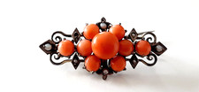 JUGENDSTIL BROSCHE ° KORALLEN ° Saatperlen ° Lachskorallen ° Antikschmuck °