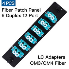 6 Duplex 12 Core LC Adapters OM3 Fiber Patch Panel LGX Footprint 12 Fiber 3pc.
