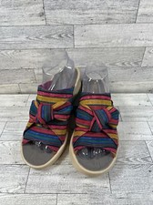 Bzees Smile Sandals Womens Size 8.5 Colorful Striped Comfort Casual Open Toe