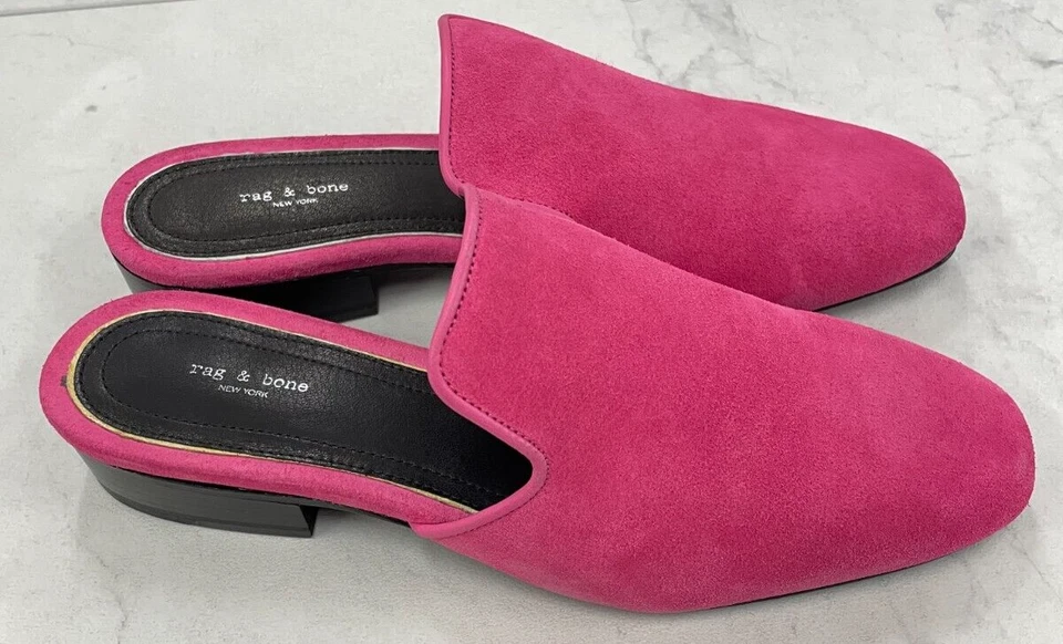 Mocassim de couro Rag & Bone Luis mula em camurça peônia tamanho: 36,5 (EUA 6,5) US$ 375 - Imagem 3 de 4