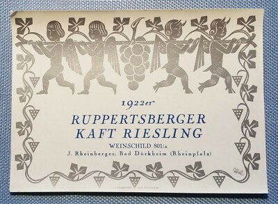 altes Weinetikett Musteretikett Etikett Label 1922 Ruppertsberger Kaft Riesling