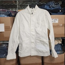 G-star Raw Womens Denim Jacket White Full Zip Long Sleeve Collar Pockets Size M