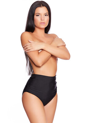 Z-30861-S8-SW) DAMEN HIGH WAIST SLIP BIKINI TANKINI UNTERTEIL SCHWARZ GR. 42