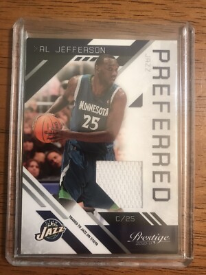 2010-11 Prestige Preferred Materials Card #9 Al Jefferson Jersey 204/249