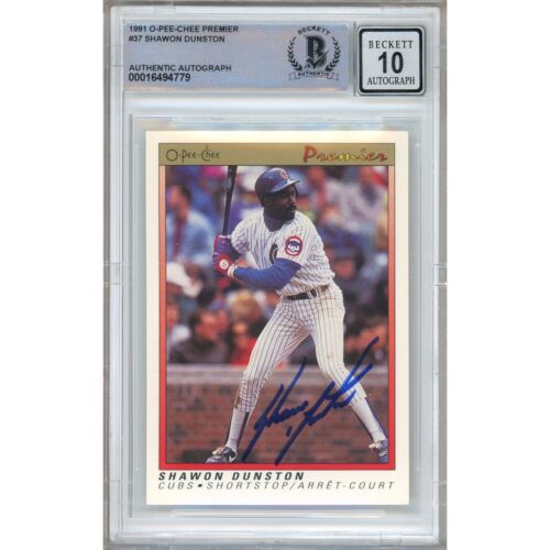 Shawon Dunston Chicago Cubs Autograph 1991 O-Pee-Chee #37 BAS BGS Auto 10 Slab - Picture 1 of 5