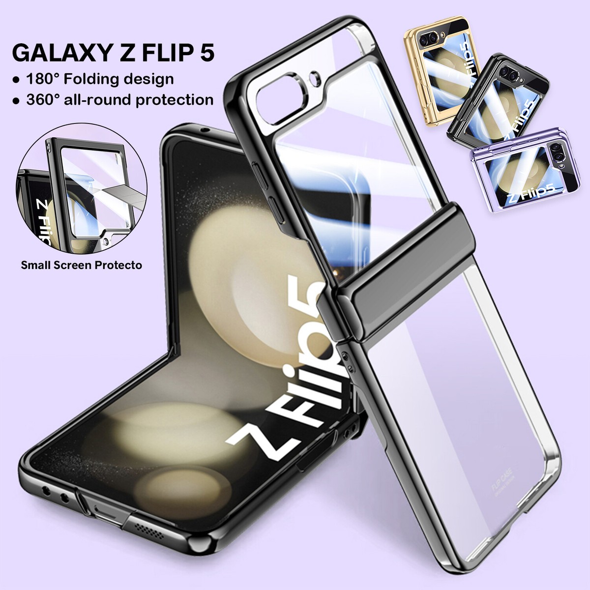 For Samsung Galaxy Z Flip 5G Slim Hinge with Screen Protector Clear Case  Cover