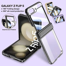 For Samsung Galaxy Z Flip 5 5G Slim Hinge with Screen Protector Clear Case Cover