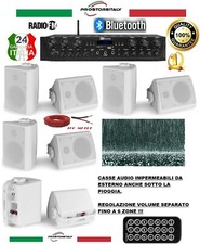 KIT AUDIO FILODIFFUSIONE PER ESTERNO : 8 CASSE+AMPLIFICATORE+RADIO FM+BLUETOOTH