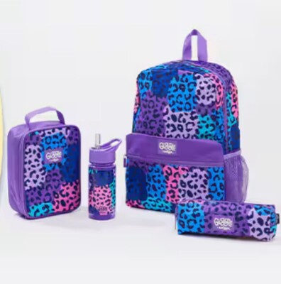 NEW 🌸 Smiggle Giggle Backpack Purple Lunch Bag Bottle Piece Bundle Set  Girls UK