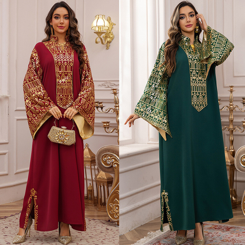 Plus Size Muslim Elegant Robe Female Embroidery Big Sleeve Dress Dubai Luxury Plus Size Muslim Elegant Robe Female Embroidery Big Sleeve Dress Dubai Luxury