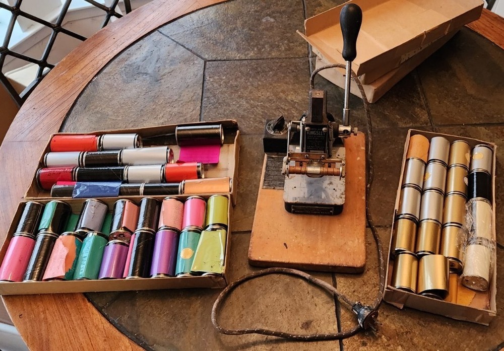 Vintage Kingsley Hollywood Hot Foil Stamping Machine With Foil Rolls