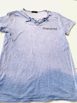 dsquared2 Womens Shirt Size Small S Lace Upv Neck Tshirt Blue Ombre 