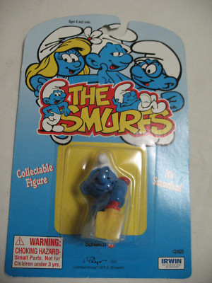 Vintage The Smurfs 1995 Digger Smurf with shovel Smurf Figure Schleich Irwin Pey