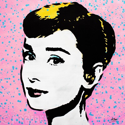 Audrey Hepburn - Original Pop Art Painting By Babes Kopp - Celebrity Portrait