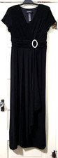 FLASH SALE!! NEW Kathy Roberts STRETCHY LONG Dress 10 Medium BLACK Rhinestone