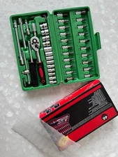 46Pcs 1/4" Drive Ratchet Wrench Socket Set & Star Repair Mechanics Tool w/Case