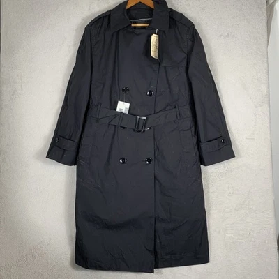 Abrigo American Apparel para mujer 18R negro para todo clima trinchera forrado con cinturón ejército - Imagen 1 de 4
