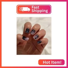 Halloween Press on Nails Square Shaped Fake Nails Cobweb  Spider False Nail wit