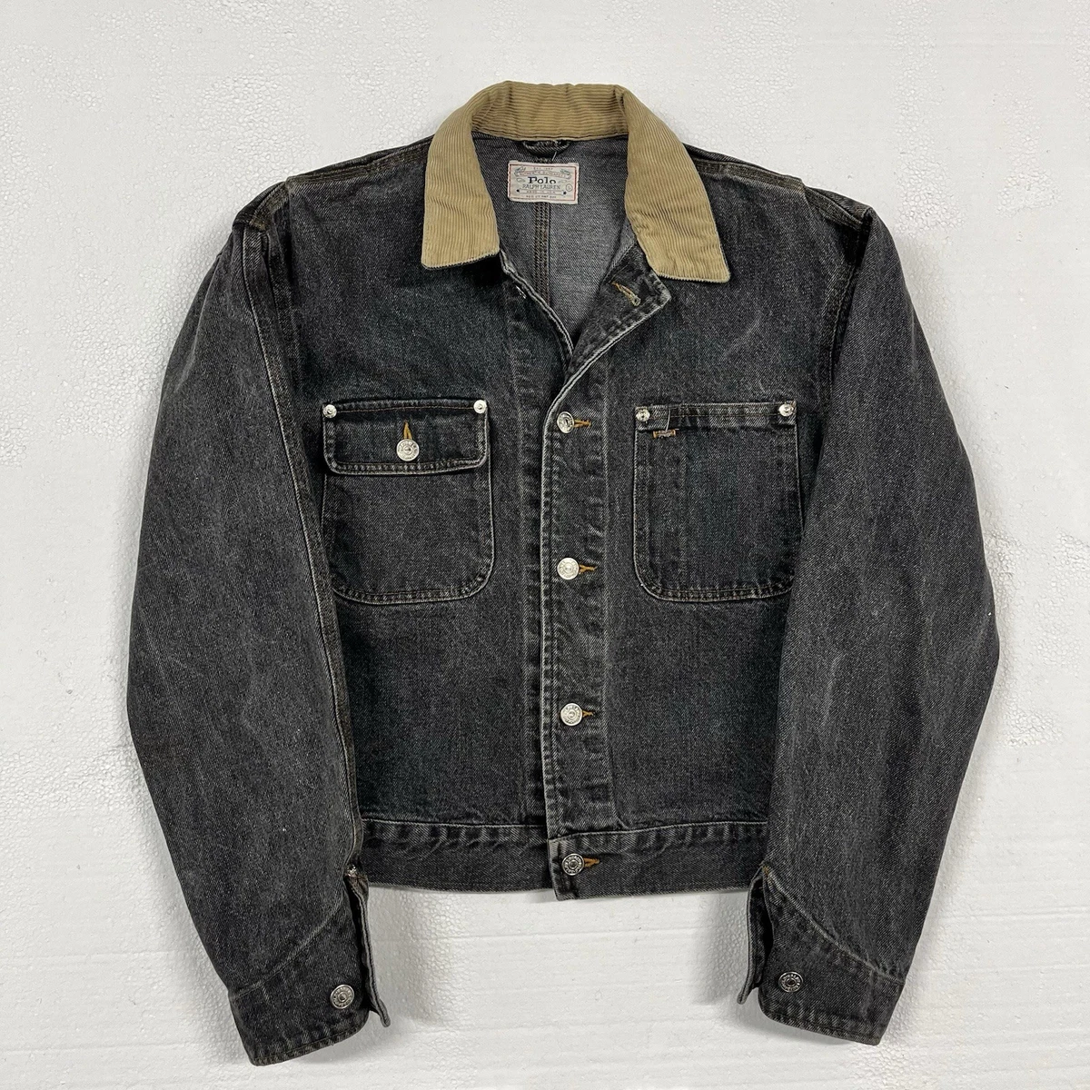 ジャケット・アウター Polo Ralph Lauren Black Denim Jacket 80s Polo Ralph Lauren Denim Black Coats, Jackets & Vests for Men for