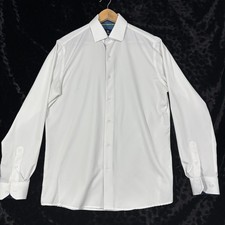Tom Baine Performance Collection Slim Fit Men's White Dress Shirt Sz M 15-15 1/2