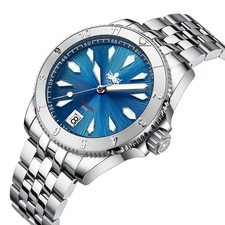 Phoibos Voyager 200M Acciaio Automatico Blu Sunray Diver Data Orologio Uomo