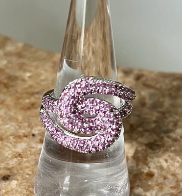Bomb Party Sz 7 RG76893 Sunlit Breeze Rose Corundum On Rhodium Ring