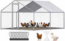 Chicken Coop Large Metal Chicken Run Pen, 10X10X6.5 Ft 118"X118" Walk-In Poult
