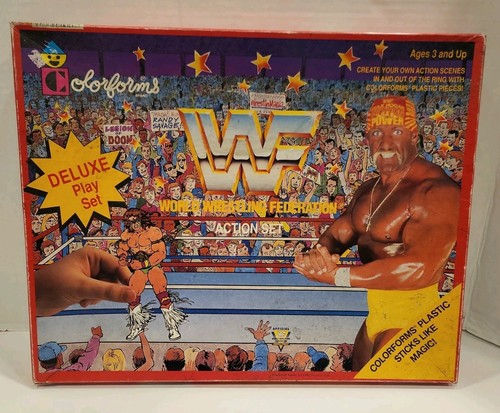 World Wrestling Federation Action Deluxe Play Set Colorforms Hulk Hogan 1990 Vtg