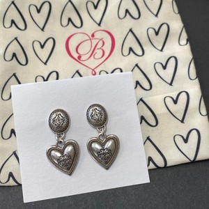 Brighton Heart Dangle Earrings Silver Color, 1 3/8" tall, Scroll Work, in bag