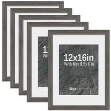 VCK 12x16 Picture Frame 5 Pack - Grey, High-End Wood 12x16-Diploma, Grey