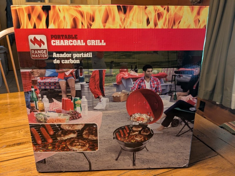 RANGE MASTER PORTABLE CHARCOAL GRILL WITH FOLDING LEGS