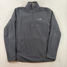 Under Armour Quarter Zip Jacket Mens Medium Black Fleece Pullover UA ColdGear