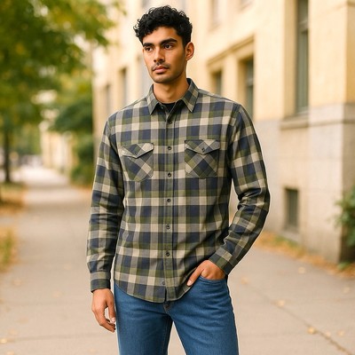 Burnside Men s Regular Fit Long Sleeve Plaid Button-Down Shirt XL