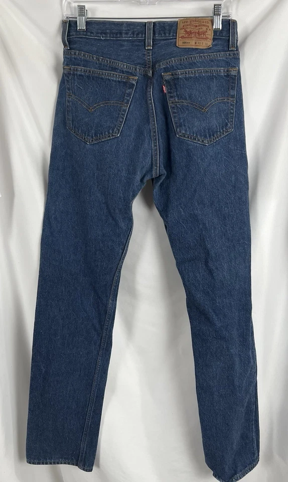 Vintage 90s Levis 501XX Blue Denim Button Fly Jeans Mens Sz 32x38 Made In USA - Image 2 of 4