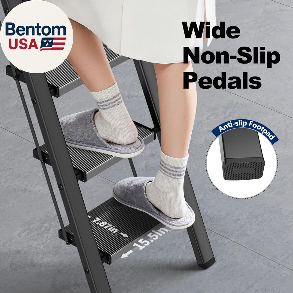 6 Step Ladder for High Ceiling, Lightweight Folding Ladders, with Handrails & An - Image 4 of 4