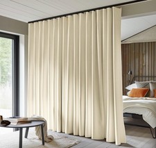 Room Divider Curtains With Ceiling Track, Beige, 10  x7  , Thermal Insulated, Blac