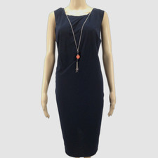 R M Richards Women's Blue Stretch Scoop-Neck Necklace Dress Plus Size 14W