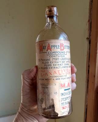 MAY APPLE BITTERS CASH BROS LOUISVILLE RARE LABELED LAMONT'S SYSTEM TONIC BOTTLE