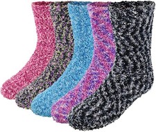 5 Pairs Cute Fuzzy Socks For Women Winter Cozy Sleep Fluffy Comfy Soft Plush