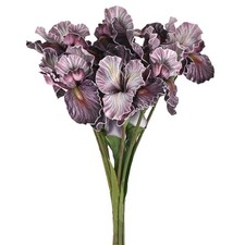 6-Pack Artificial Iris Flowers with Flower Bud 17.7 Inch for Home WHite Brown