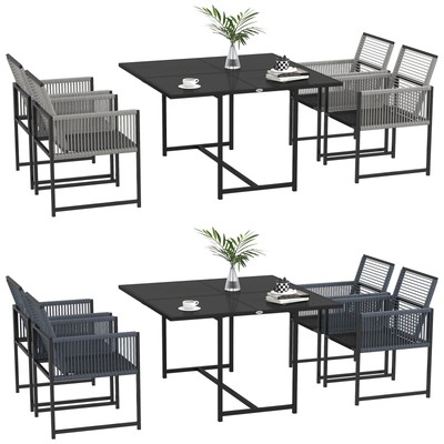 Outsunny 5 tlg. Sitzgruppe, Gartenmöbel-Set, Sitzgarnitur mit Klappstühlen Tisch