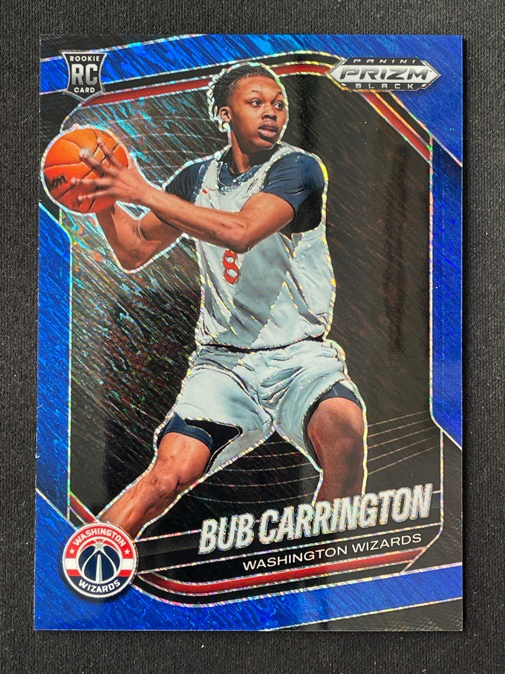 Bub Carrington 2024-25 Panini Prizm Black Blue Shimmer Prizm 01/35 RC #92
