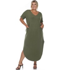 White Mark Womens Short Sleeve V Neck T-Shirt Maxi Dress