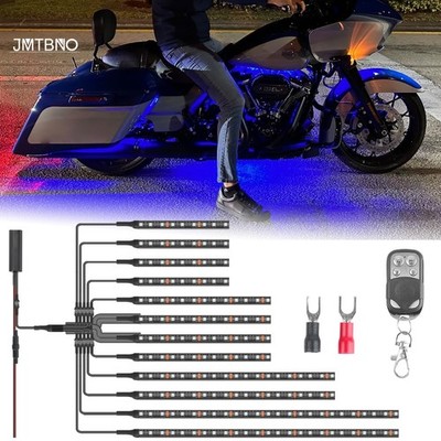 12pcs RGB LED Neon Under Glow Light Strip Kit For Harley Electra Glide Tri Glide
