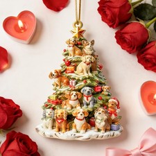 2026 Personalized 3D Dog Ornament, Christmas Pet Decor, 2-Side Medium, Brown