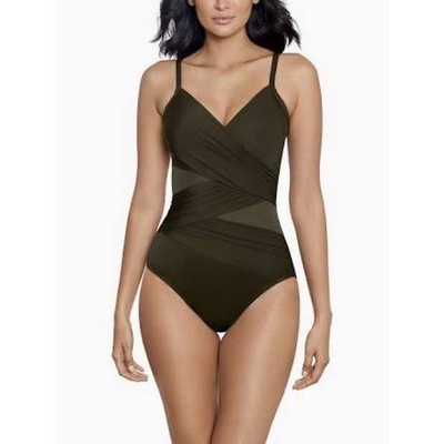NWT Miraclesuit Network Mystique One Piece Swimsuit Nori Olive Green Women's 8