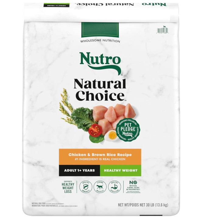 Nutro Natural Choice Healthy Weight Dry Dog Food, Chicken & Brown Rice, 30 lb