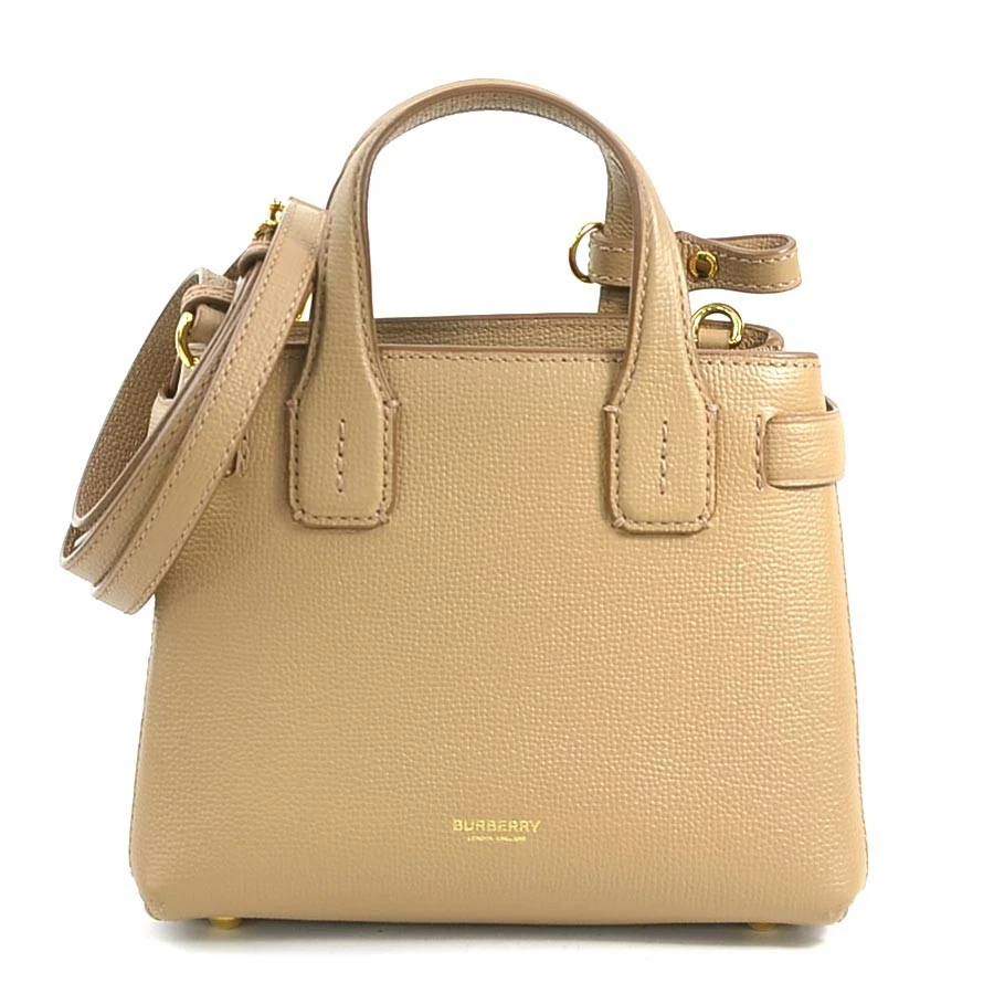 Burberry — Auth BURBERRY Handbag Shoulder Bag Beige Brown Leather/Canvas - h31099g